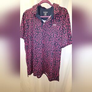 Pink and BLUE* Leopard Print Polo Shirt